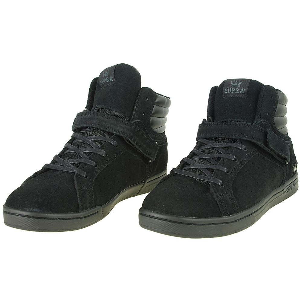 Baskets Montantes Supra Suprano High Noir Black Suede Homme | WQZ-02215686